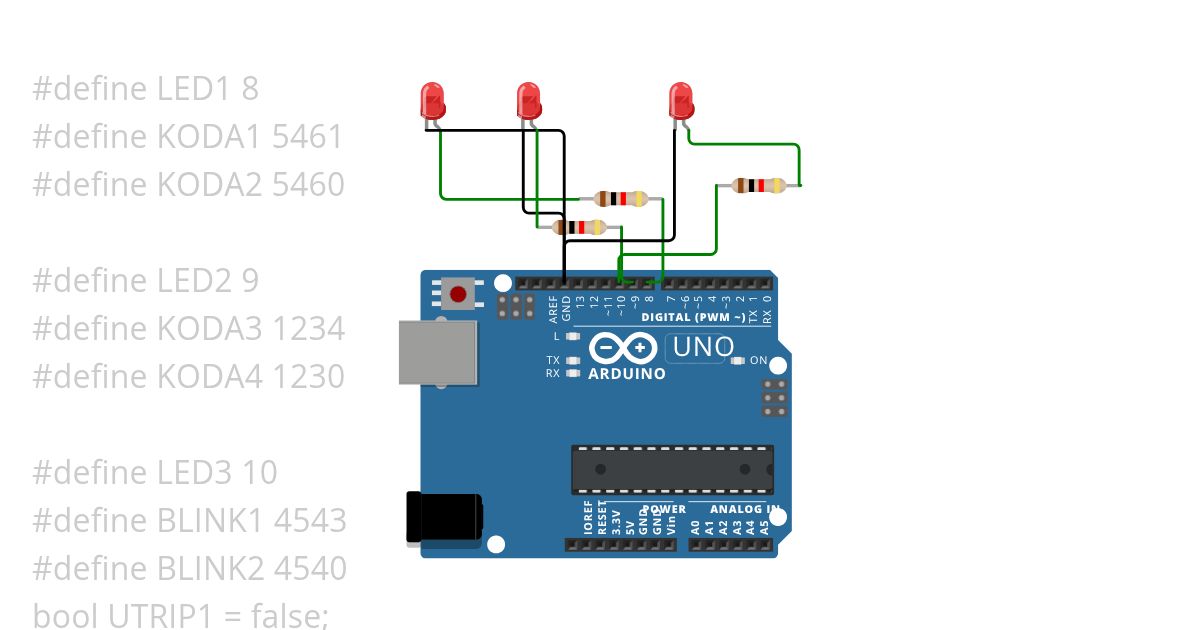 KODA za 2 ledici (switch()) simulation