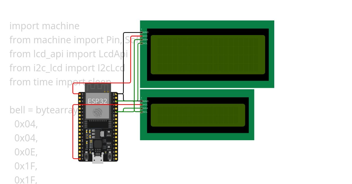 customChar  I2C Lcd MicroPython simulation