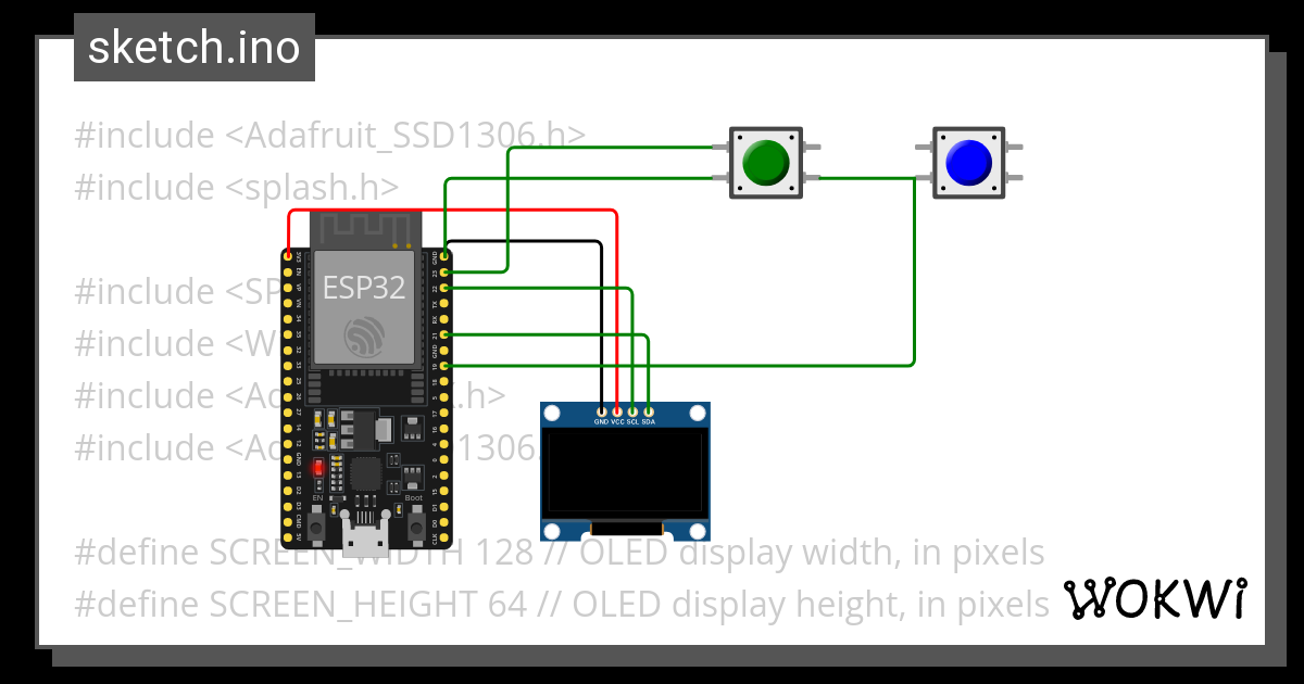 pantalla 2 mensajes - Wokwi ESP32, STM32, Arduino Simulator