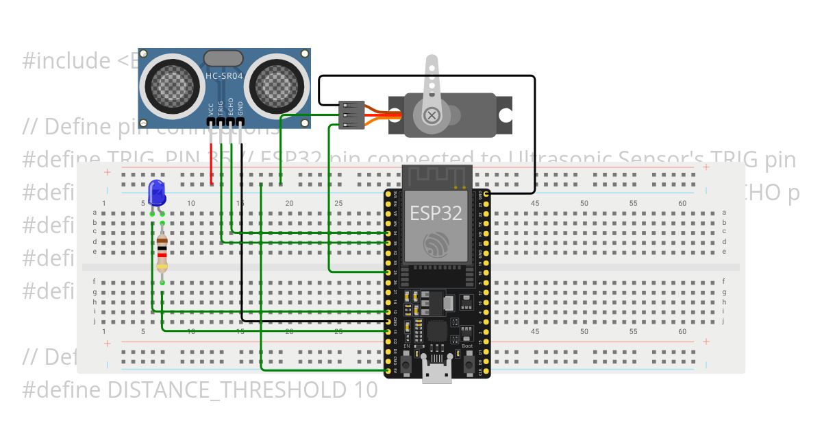 ultrasonic + servo + led simulation