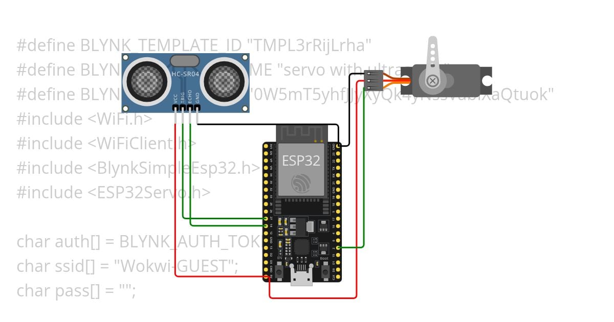 servo with ultrasonic  simulation