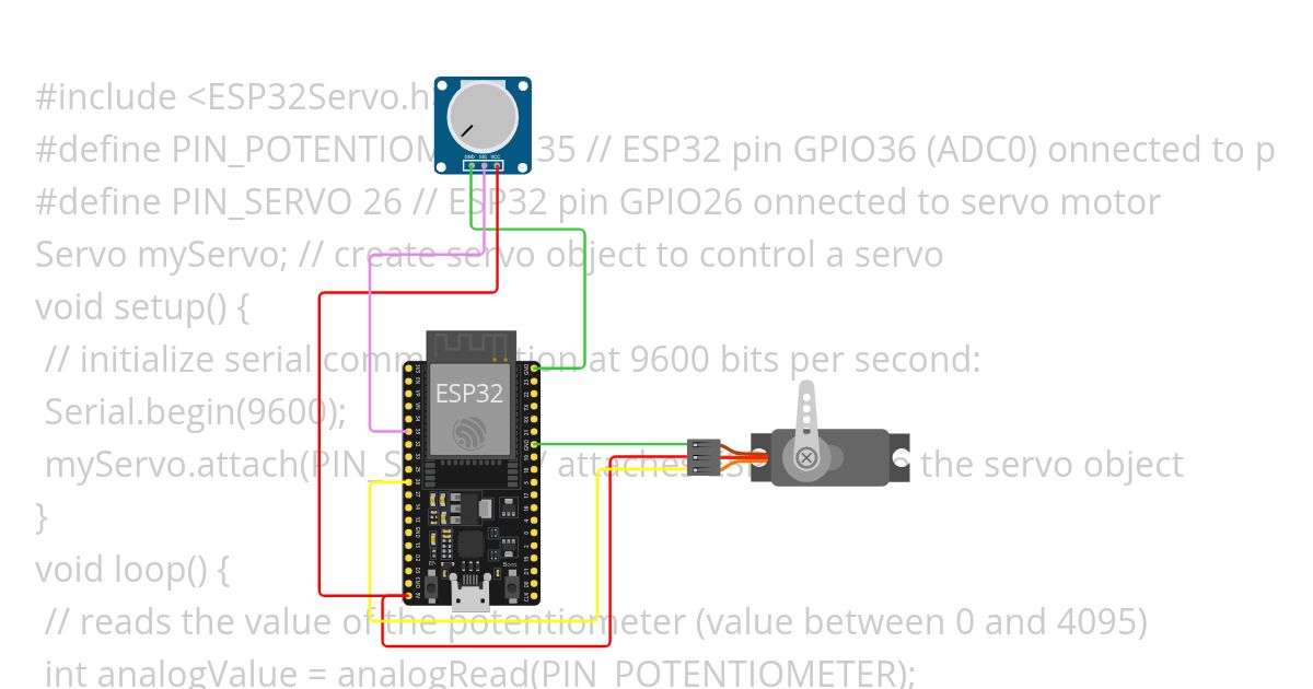  SERVO MOTOR CONTROLLED BY POTENTIOMETER simulation