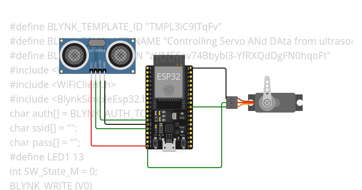 control servo and ultrasonic simulation