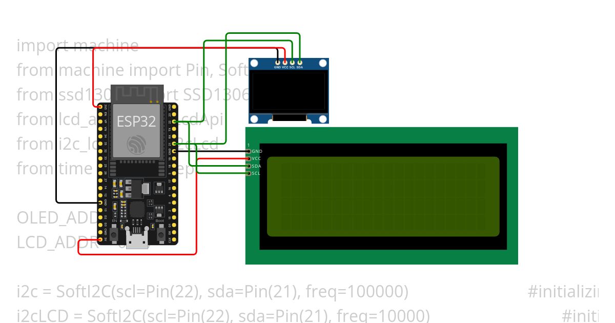 OLED and LCD 20x4 MicroPython Copy simulation