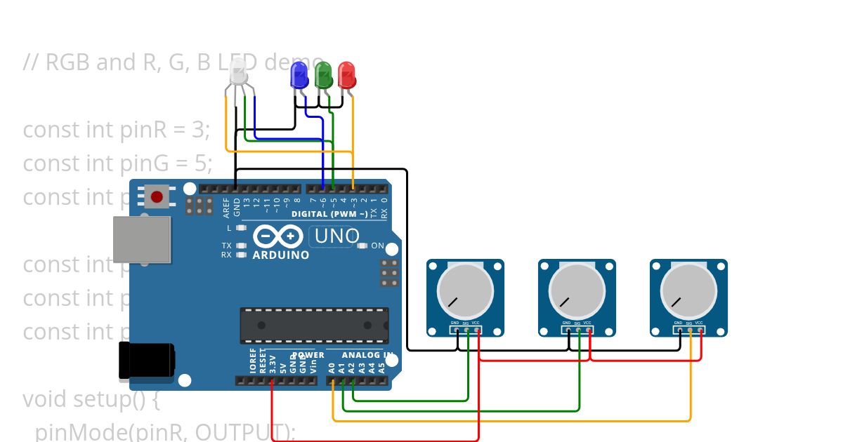 RGB LED with Potensio - MySkill simulation