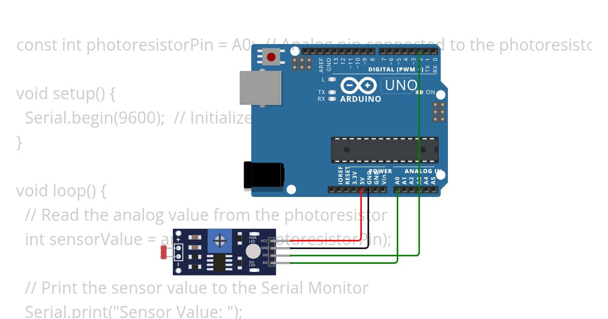 PHOTORESISTOR SENSOR FOR PLANT GROWTH simulation