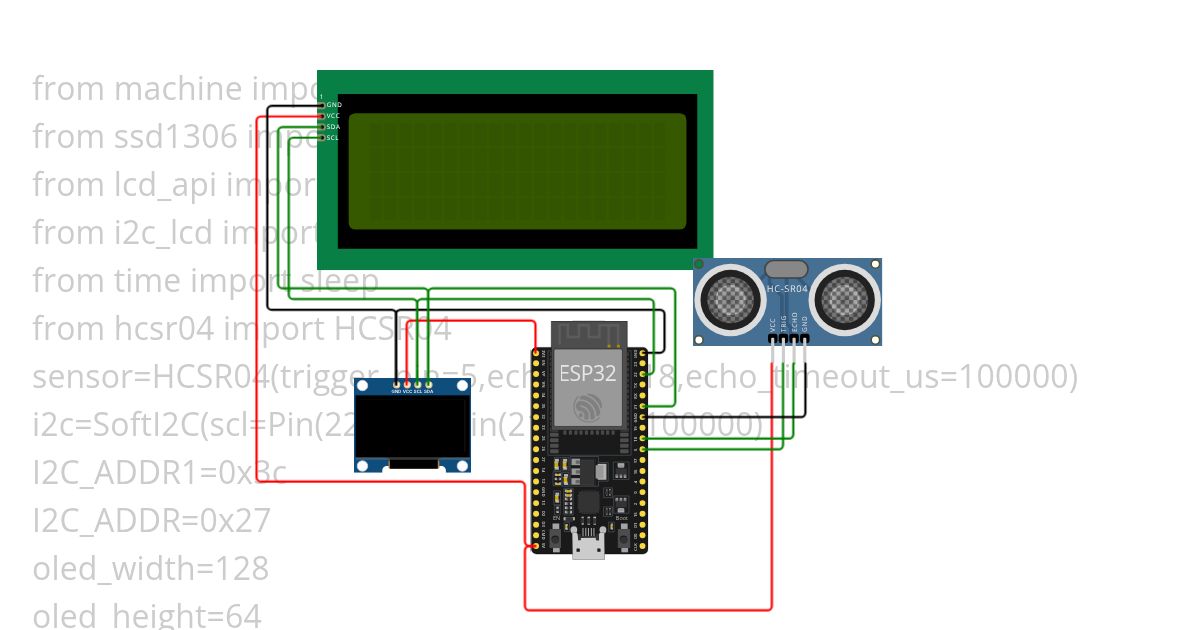 oled and lcd 20*4 And Ultrasonic sensor  simulation