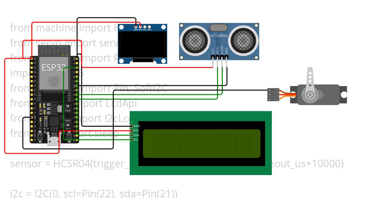 ssd1306 using ultrasonic-servo simulation