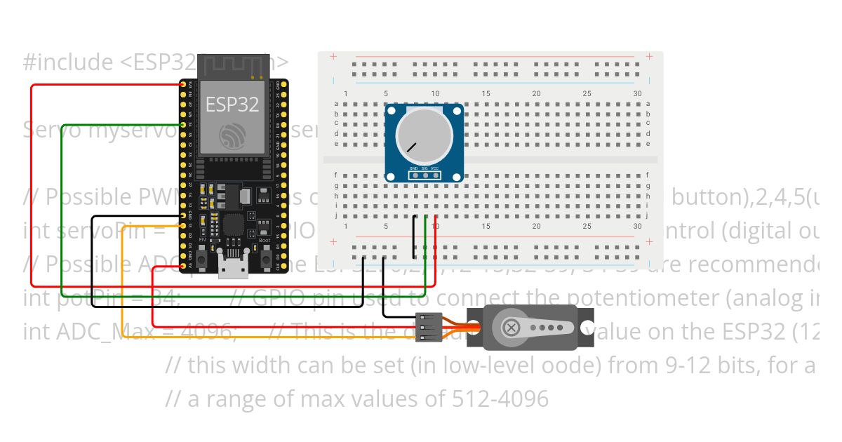 ESP32 servo potenciometro simulation