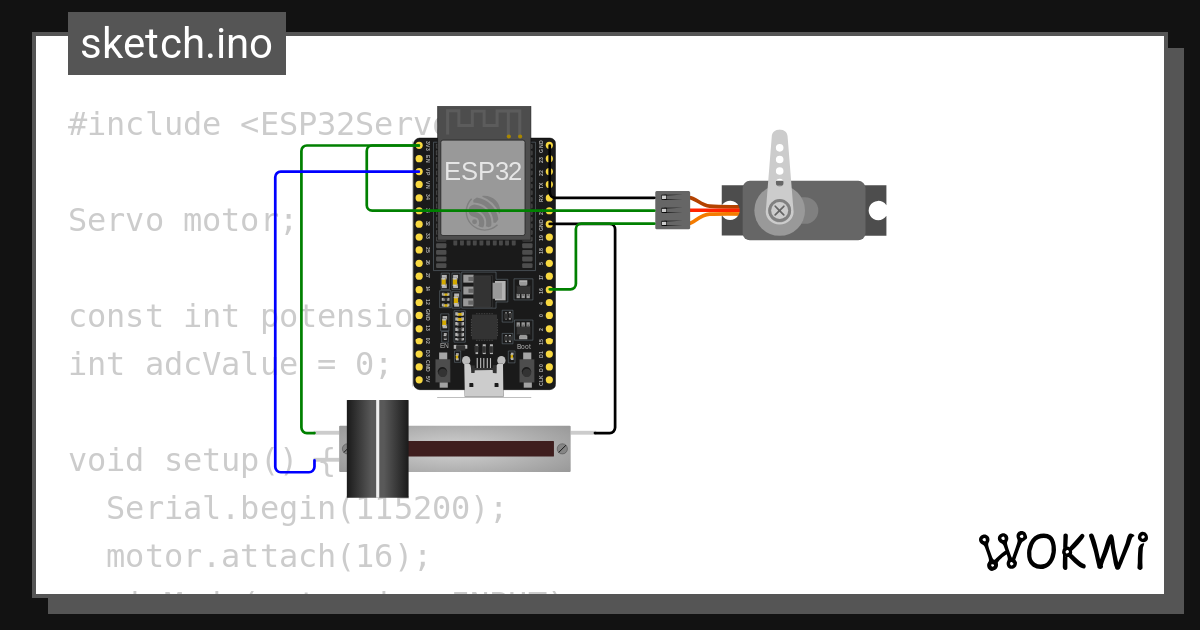Servo with Potensio - Wokwi ESP32, STM32, Arduino Simulator