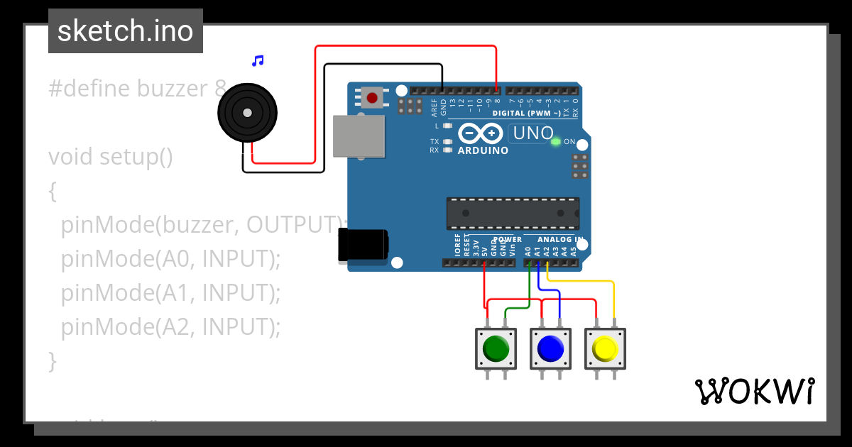 Buzzer With 3 Tone 3 Pushbottons Wokwi Esp32 Stm32 Arduino Simulator 8262