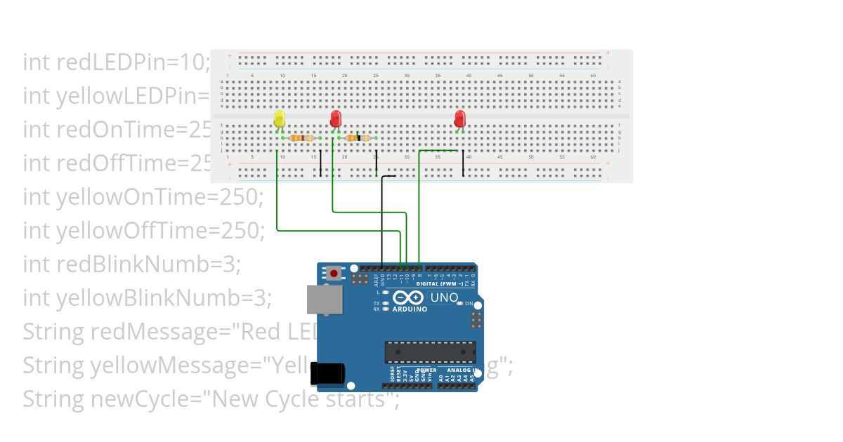 Lesson 5 red yellow blink serial monitors setup strings simulation