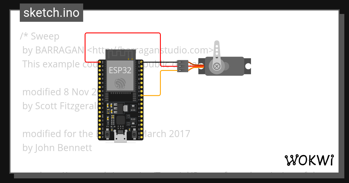 ESP32_Servo_Sweep_Example Wokwi ESP32, STM32, Arduino Simulator