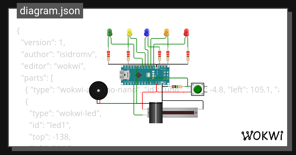 LEDs in nano - Wokwi ESP32, STM32, Arduino Simulator