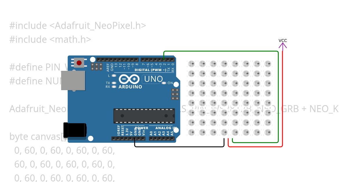 WS2812B array teste simulation