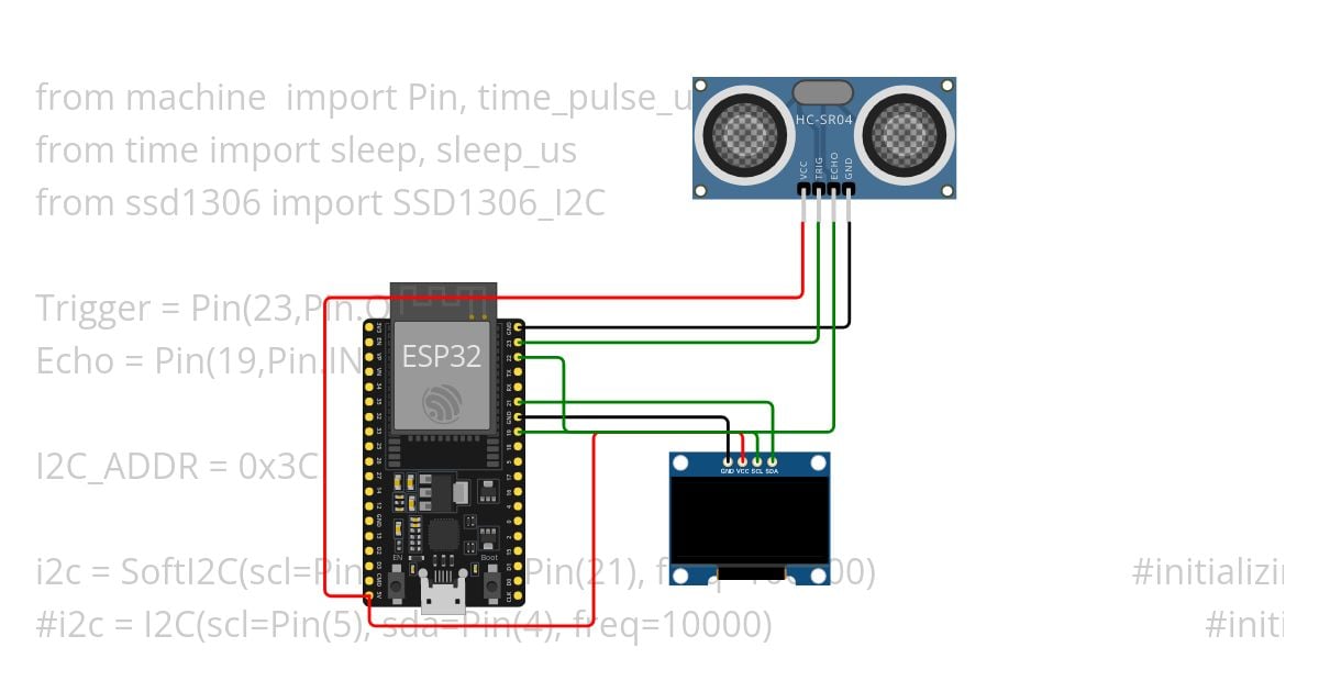 Ultrasonic sensor microPython simulation