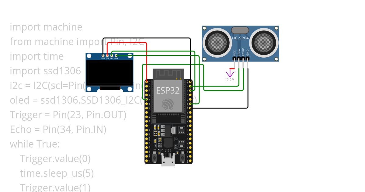 Take the value from Ultrasonic and show it on OLED simulation