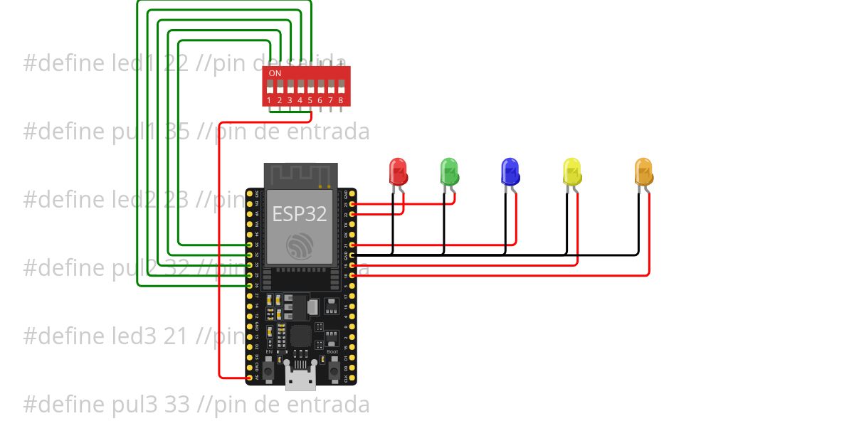 5 LED, Mas Switch simulation