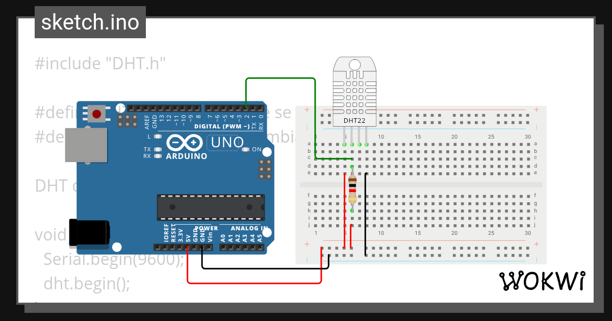 Sensor DHT22 - Wokwi ESP32, STM32, Arduino Simulator