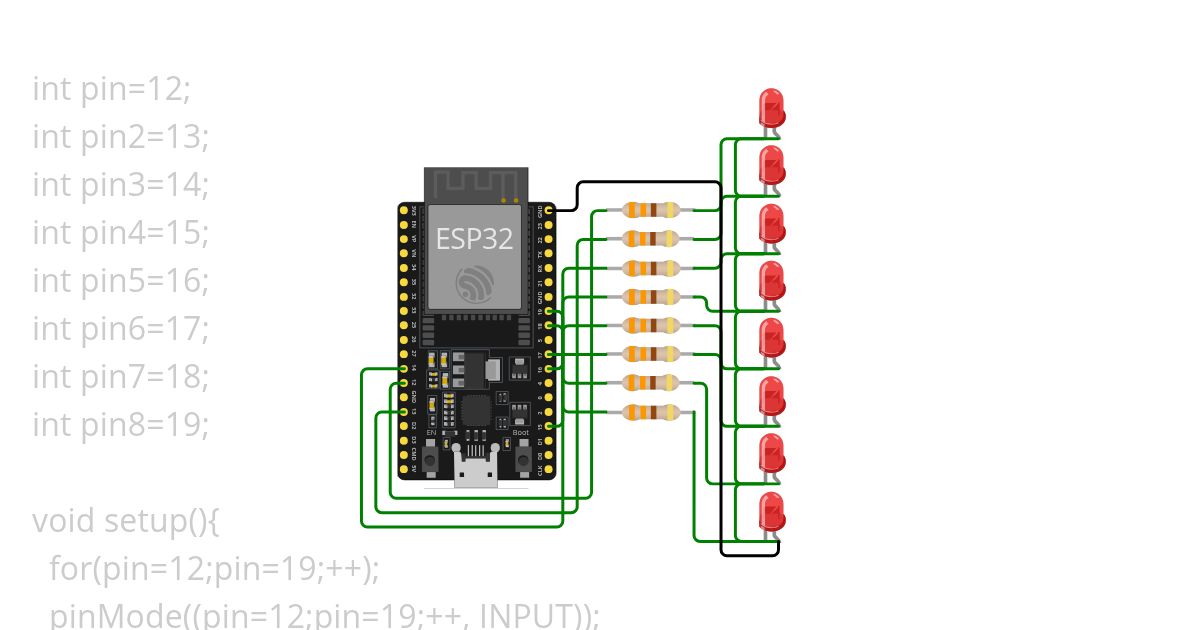 8 leds patron  simulation