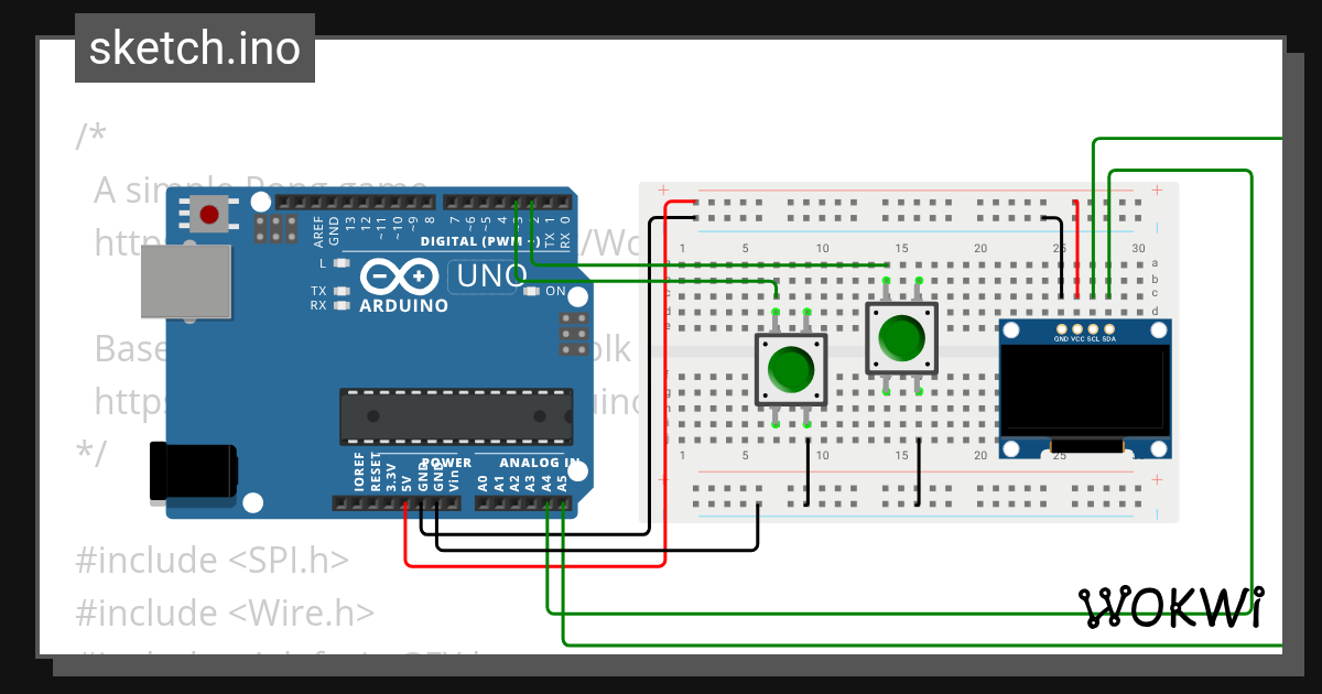 pingpong OLED Wokwi ESP32, STM32, Arduino Simulator
