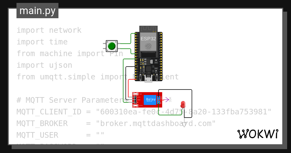 Micropython mqtt bedroom light owh wokwi esp32 stm32 arduino simulator