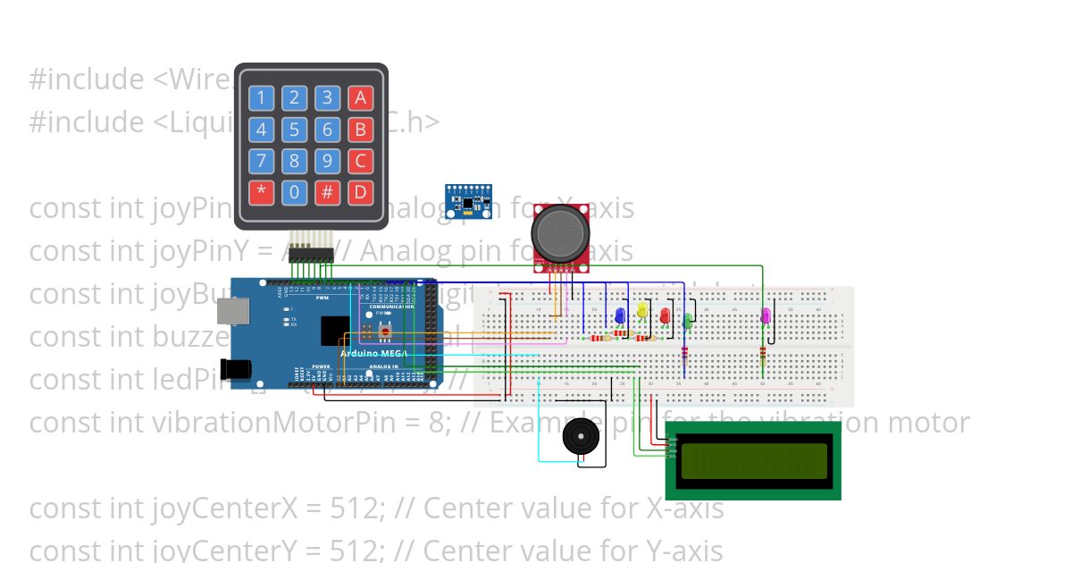 Gyroscope movement tracking Mega board simulation