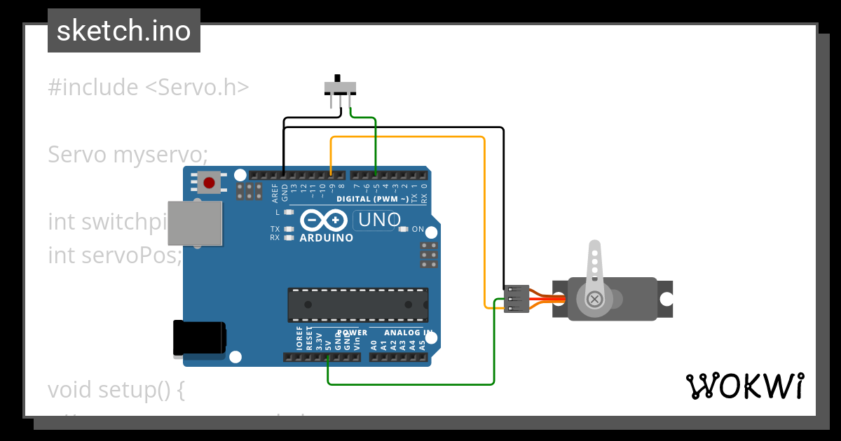 Switch + Servo Sweep - Wokwi ESP32, STM32, Arduino Simulator