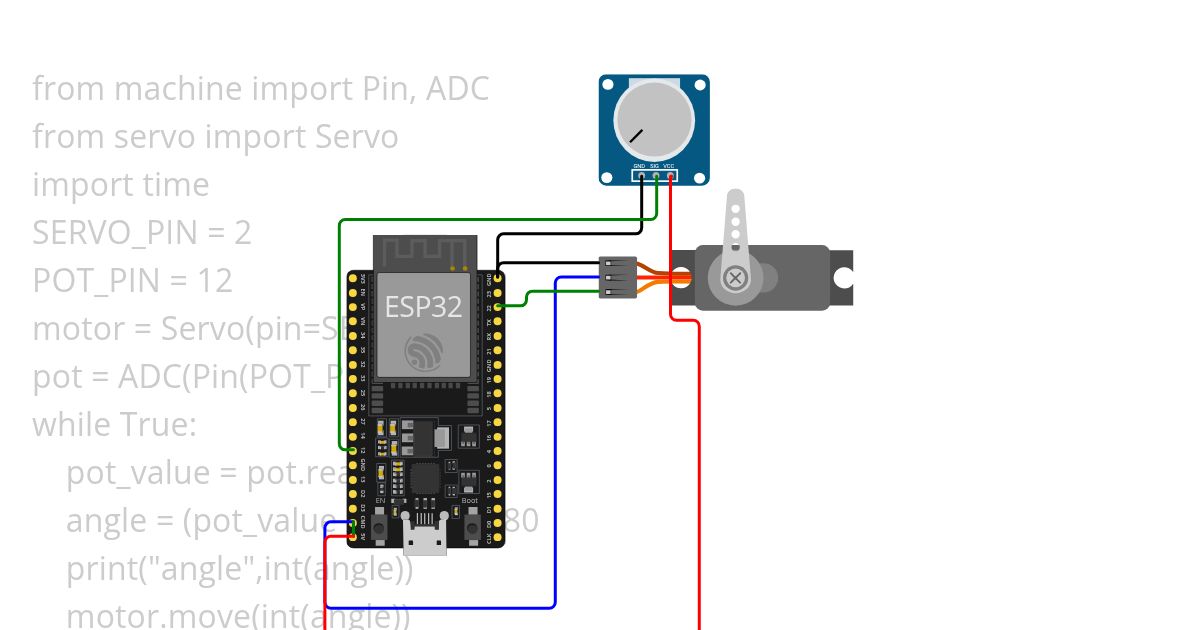 servo with potentiometer simulation