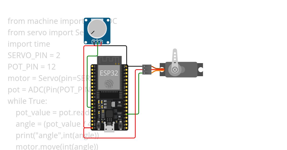 uPython Servo motor initialization simulation