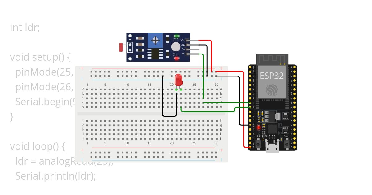 LDR ESP32 simulation