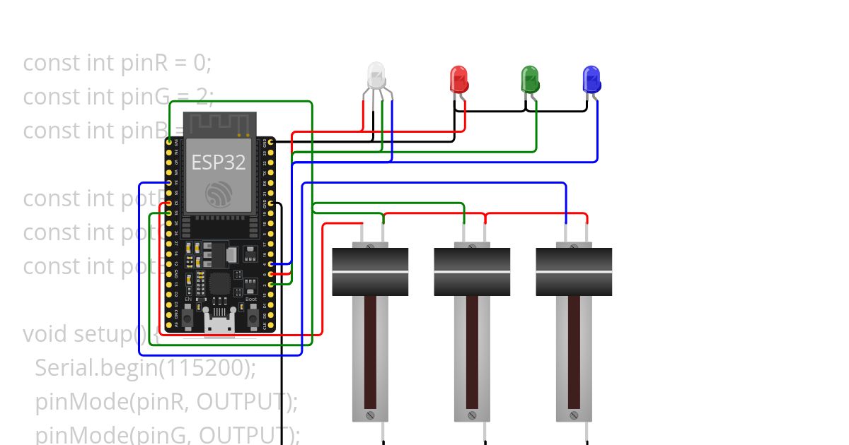 ESP 32 Mengatur Warna RGB LED berbasis Slider Switch  simulation