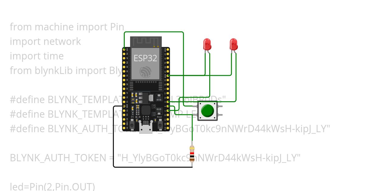 Blynk Led and pushbutton simulation