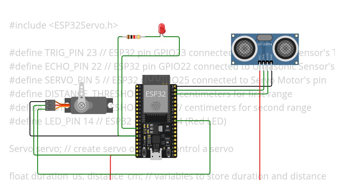 ultrasonic_sensor,LED,servo simulation