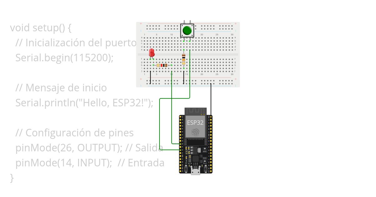 1 LED, Pulsador simulation