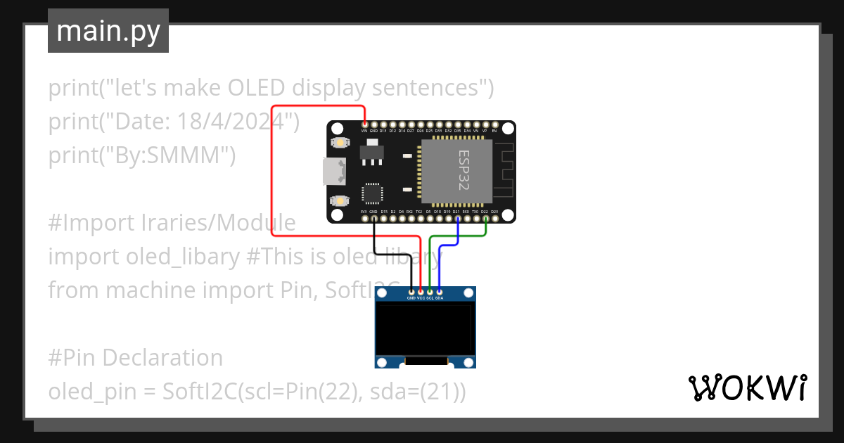 OLED Display - Wokwi ESP32, STM32, Arduino Simulator