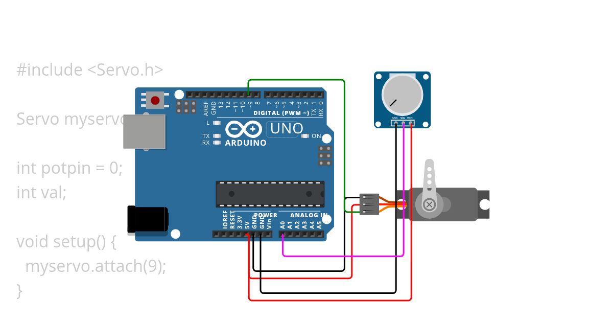 arduino servo potensio simulation