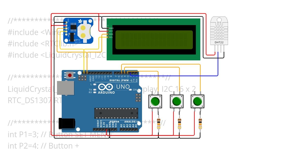 digital clock lcd 16x2  simulation