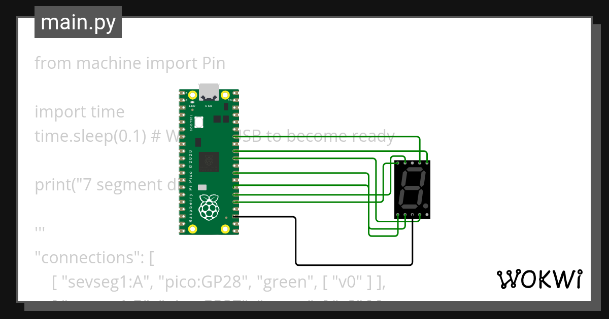 joh 7 segment display - Wokwi ESP32, STM32, Arduino Simulator