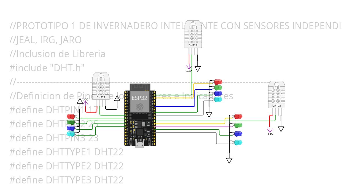 INVERNADERO CON 3 DHT22 simulation
