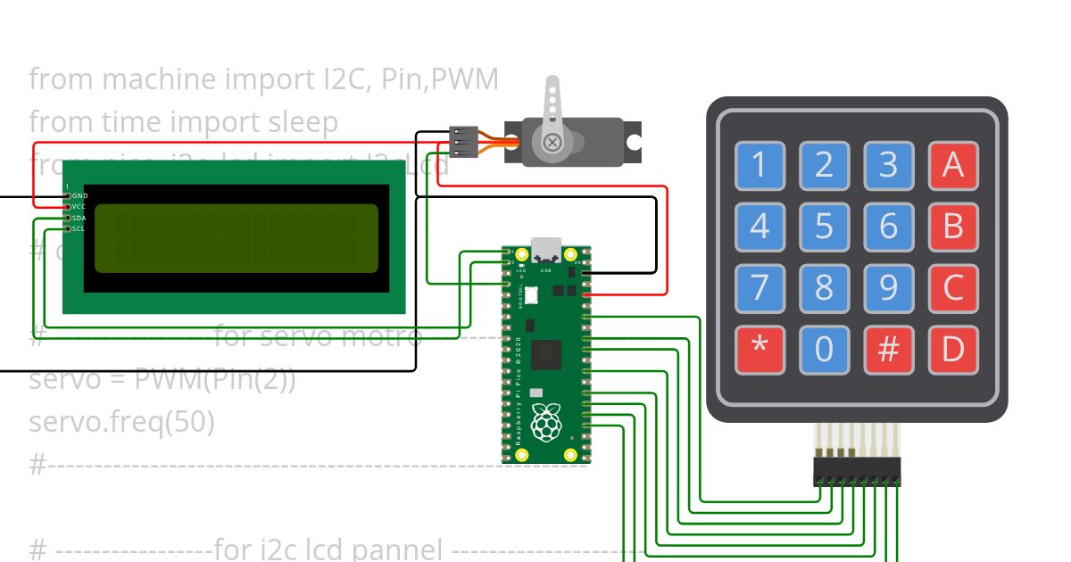 electronic door lock using pi pico  simulation
