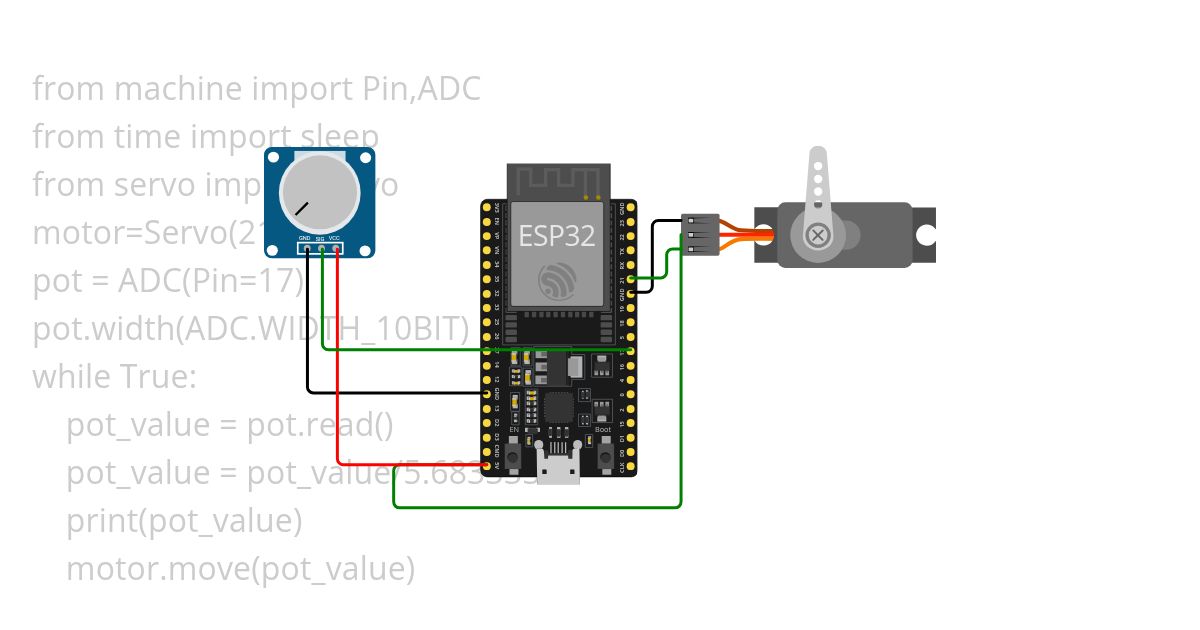 interfacing servo with potentiometer in m simulation