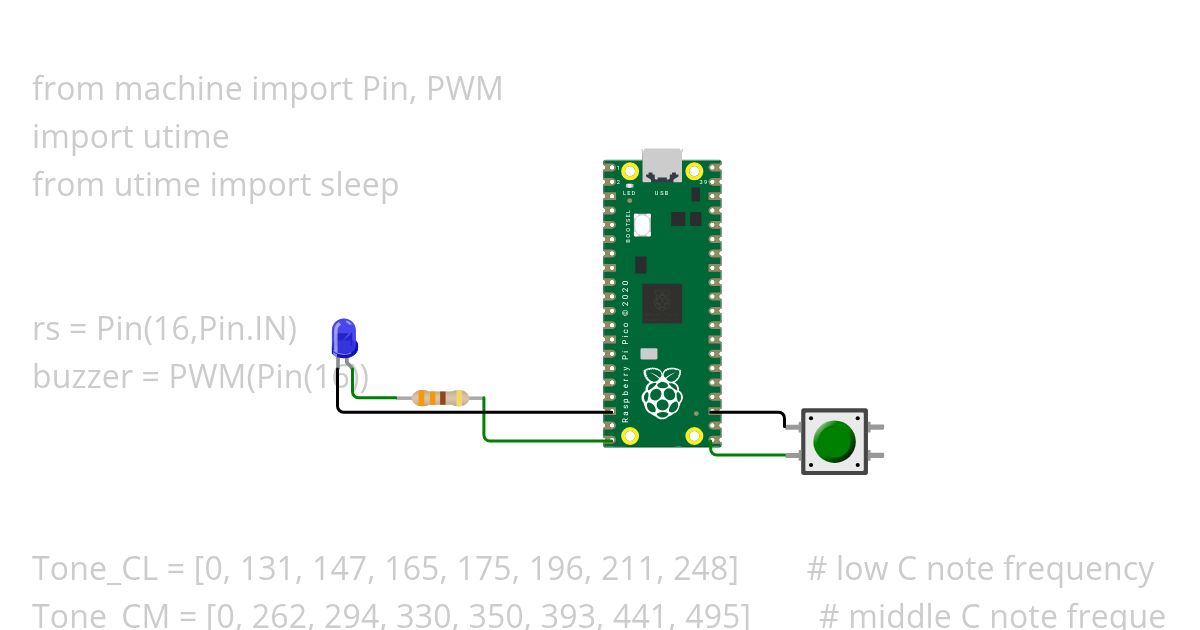 Reed switch with buzzer simulation