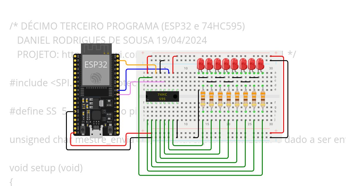 DÉCIMO TERCEIRO PROGRAMA (HARWARE SPI E 74595) - IoT e Aplicações FATEC Itaquera simulation