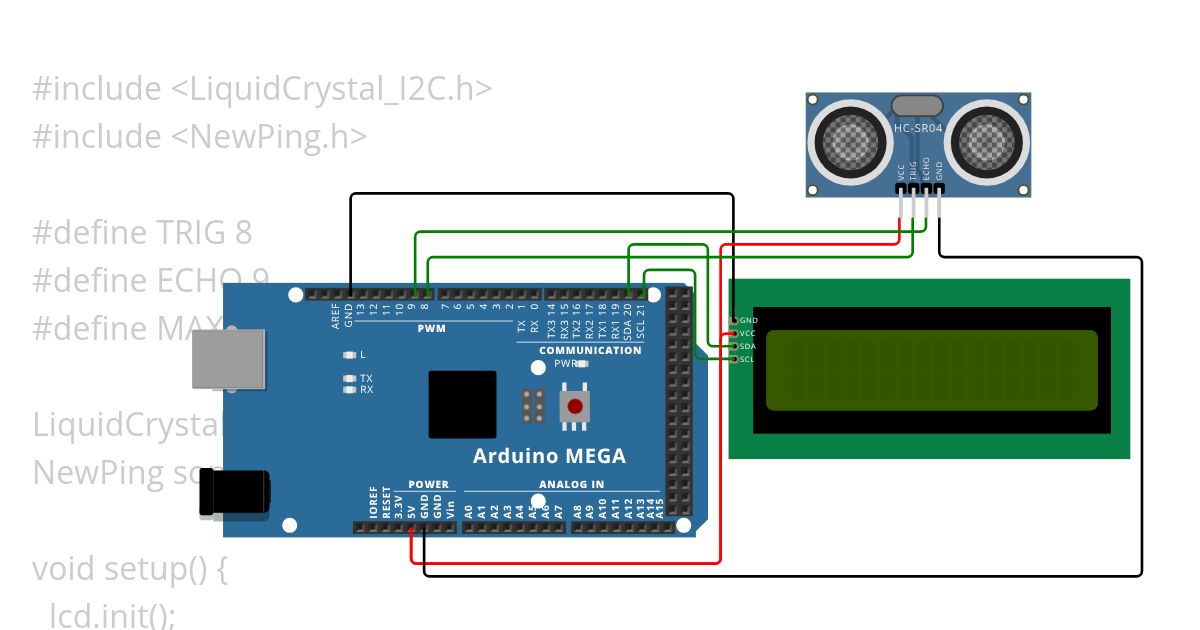 Arduino Distance Calculator simulation
