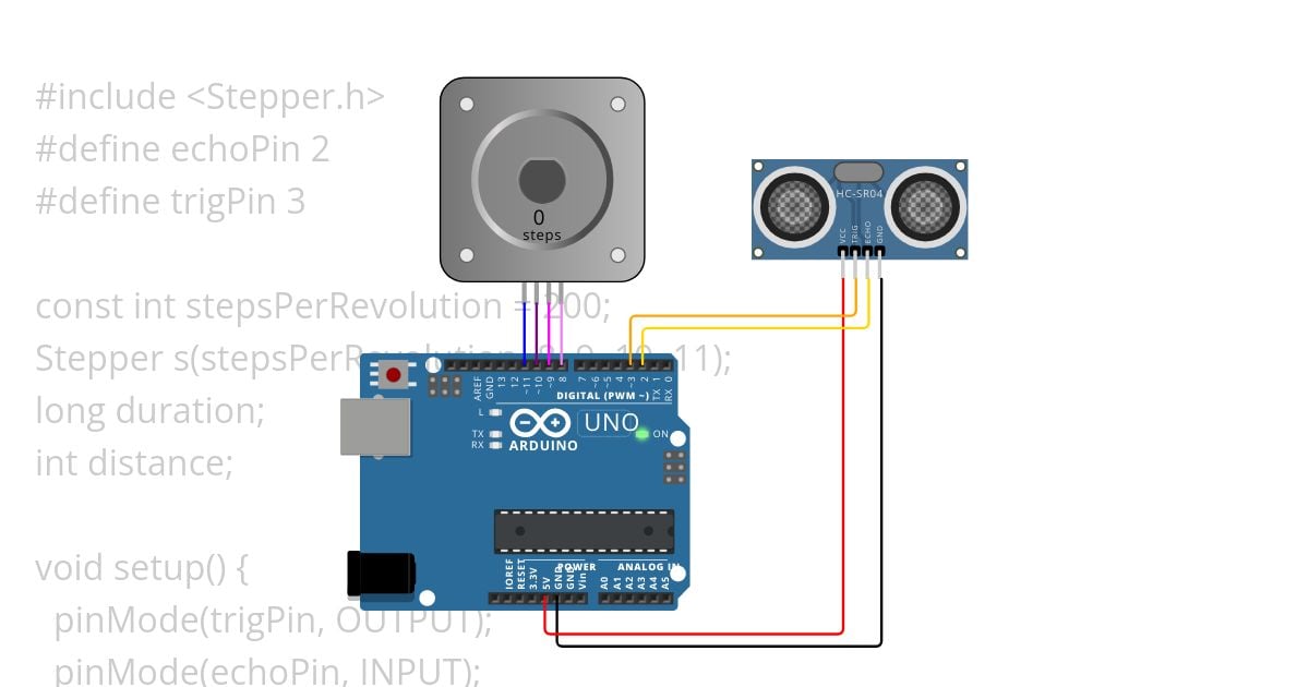 stepper + sensor dstnc simulation