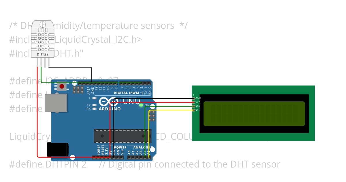 DHT and LCD  simulation