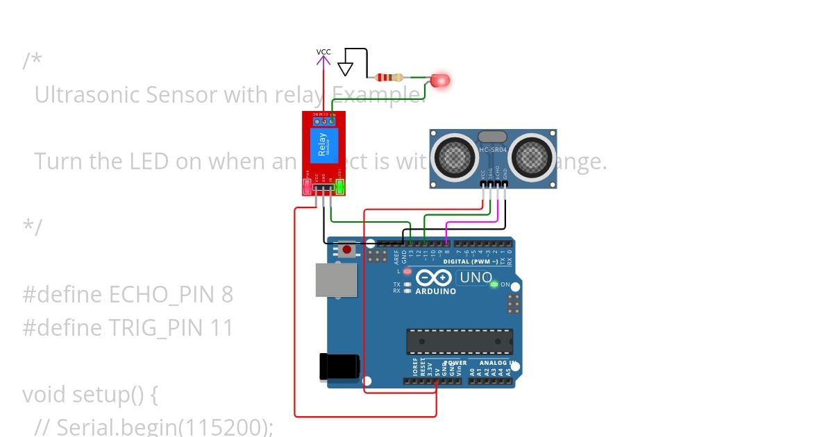 Ultrasonic Sensor with relay simulation