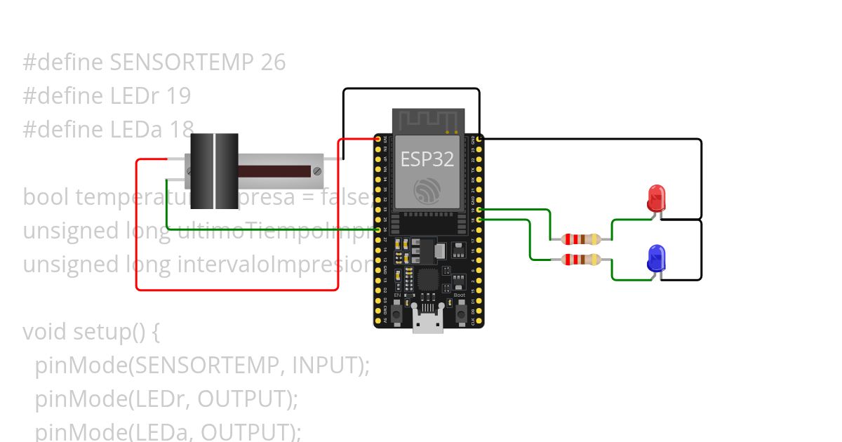 sensor de temperatura con leds simulation