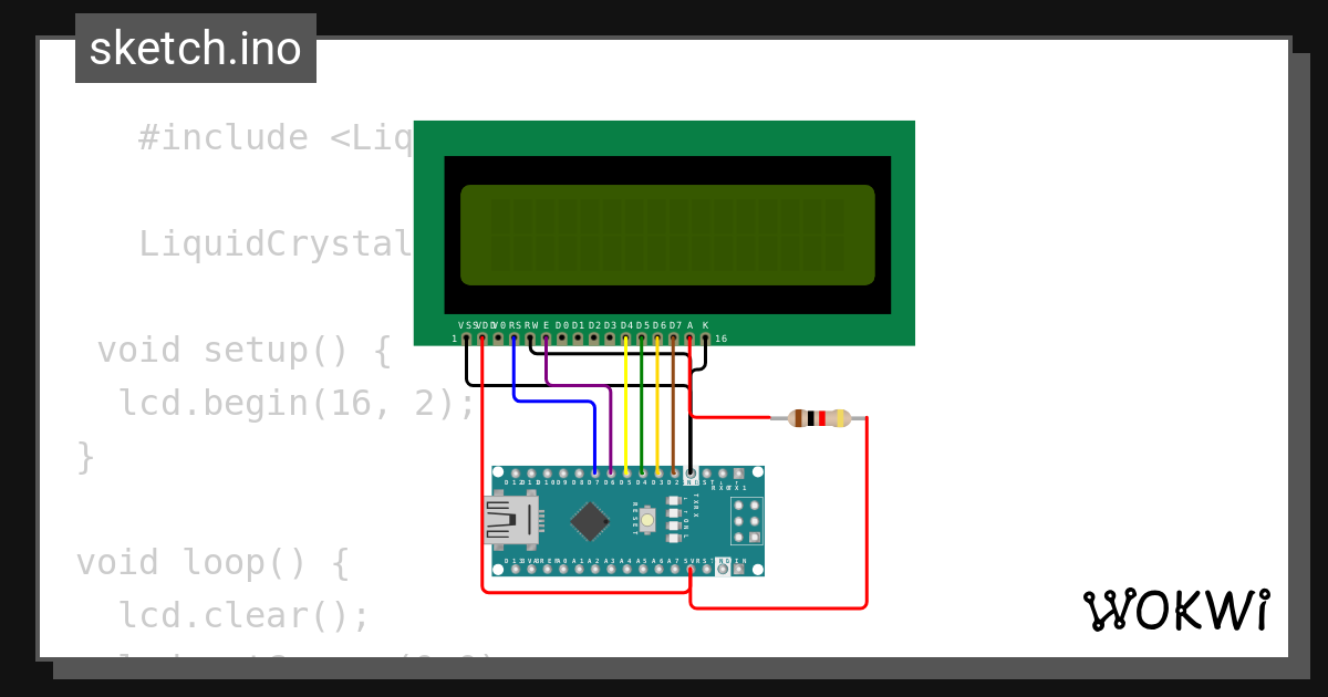 Liquidcrystal h wokwi esp32 stm32 arduino simulator